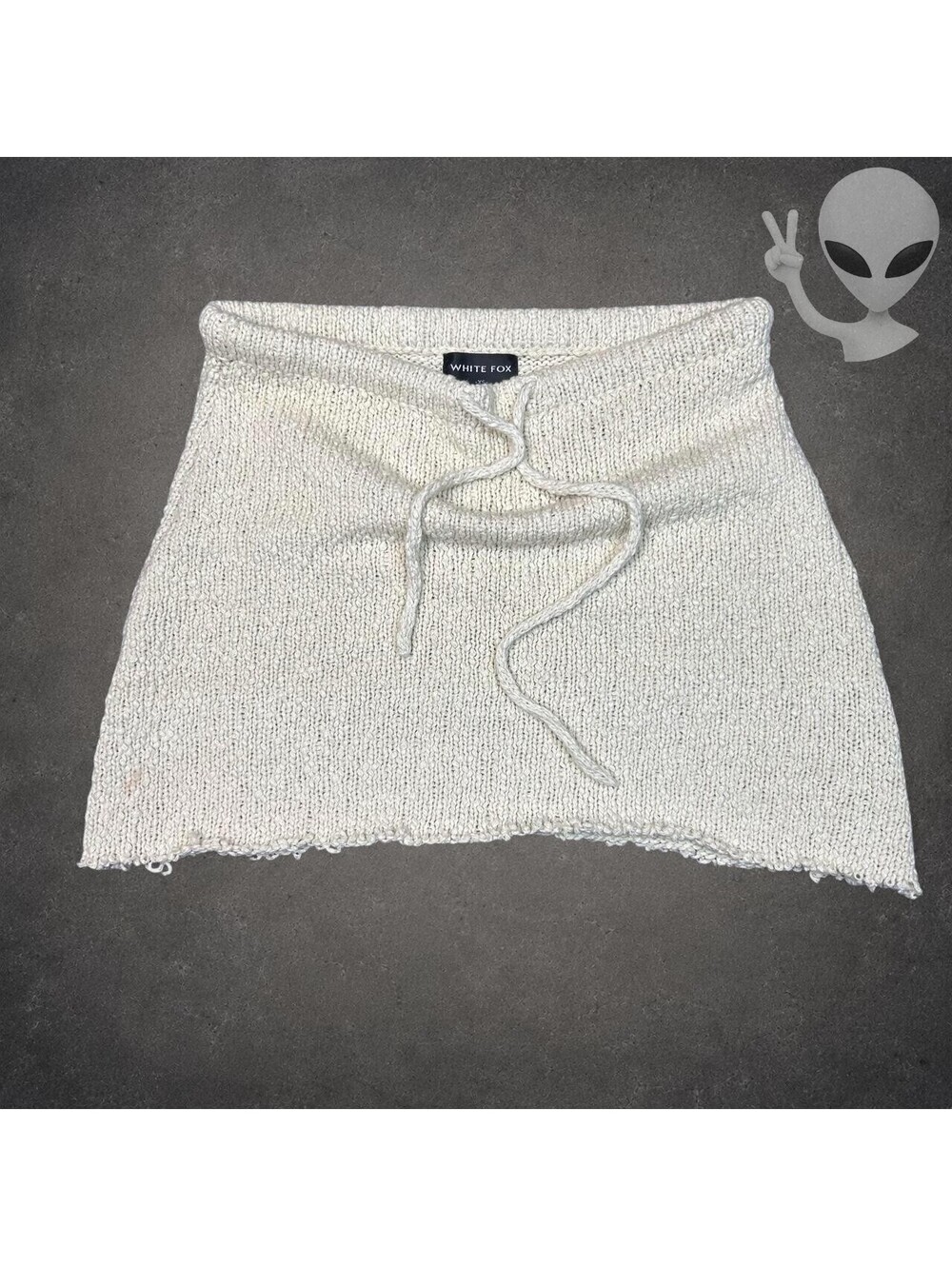 White Fox Be That Girl Knit Mini Skirt Womens XS Beige Drawstring